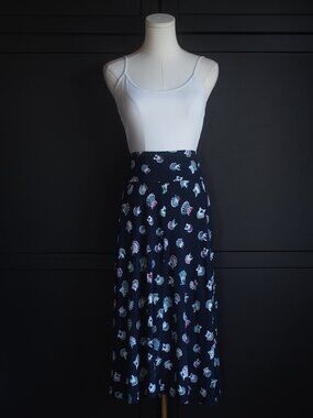 Joe Fresh | Printed Midi Skirt in Navy Blue